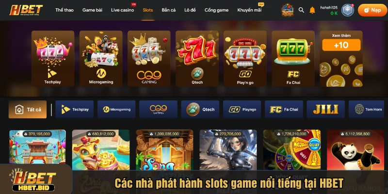 Các nhà phát hành slots game nổi tiếng tại HBET