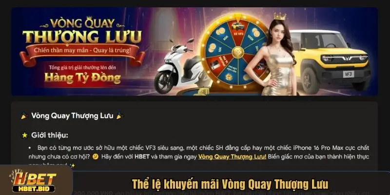 Thể lệ chương trình khuyến mãi Vòng Quay Thượng Lưu